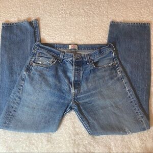 Levi’s 501 Distressed Straight Leg Button Fly Jeans Size 34